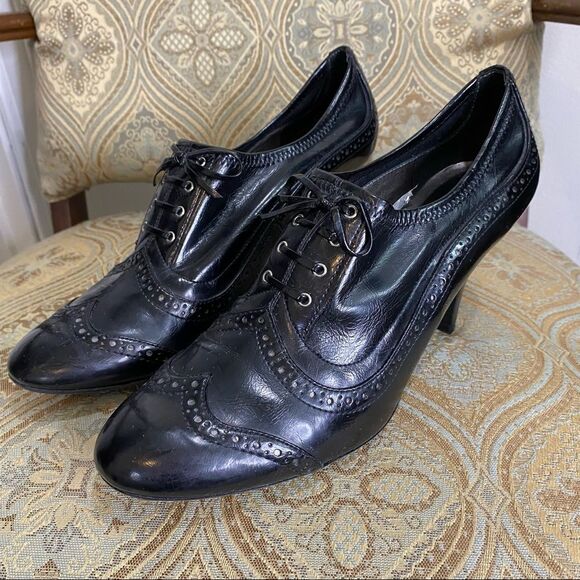 Franco Sarto black vegan patent leather Oxford booties 9.5 - Picture 4 of 11